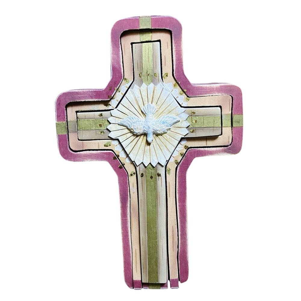 3 Pc Christian Religious Cross Heavenly Holy Spirit Dove Starburst 3 Colors Wood